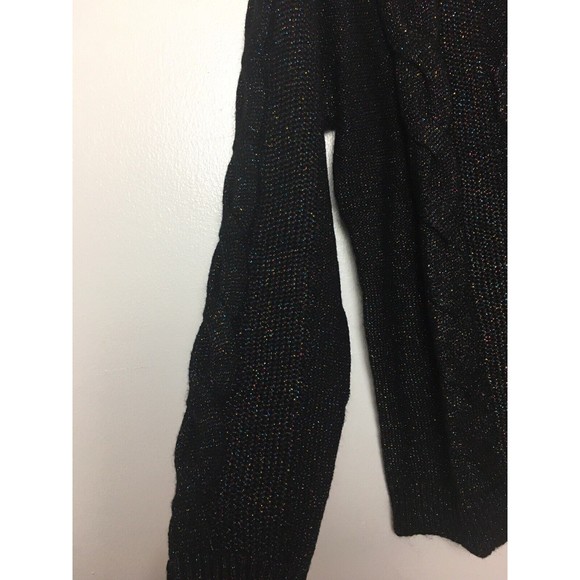CHARTER CLUB Chunky knit Sweater Black Turtle Neck Metallic size M long sleeve - Picture 11 of 11